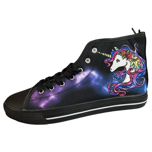 purple tie dye with unicorn high top lace up sneaker. Size women’s 10 - Picture 7 of 9